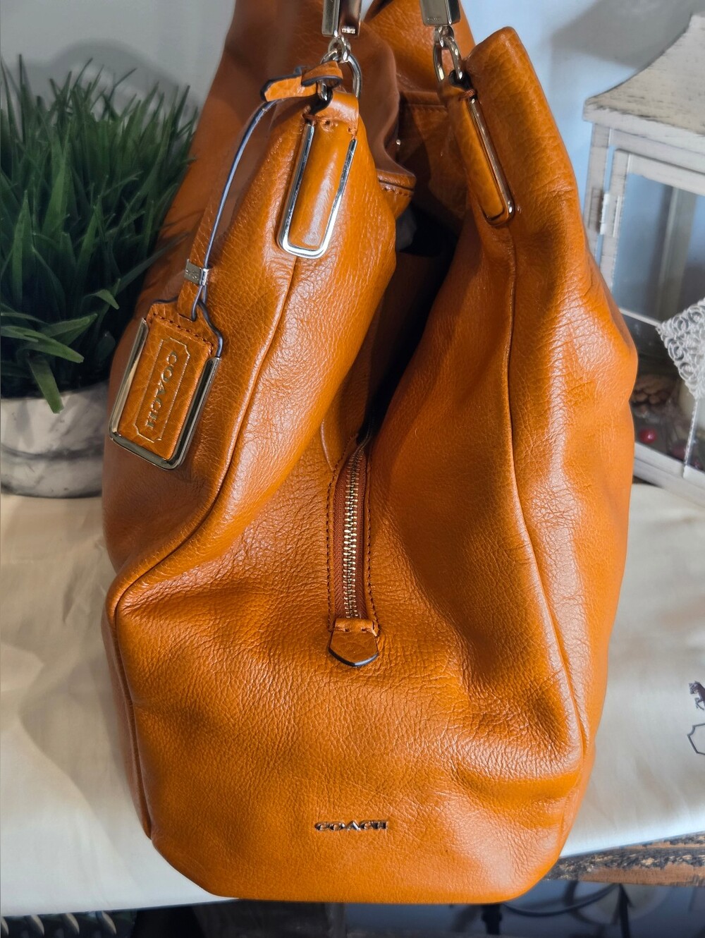 Coach Madison Buffalo Leather Phoebe Bag Terracotta Extra Large - Picture 3 of 15